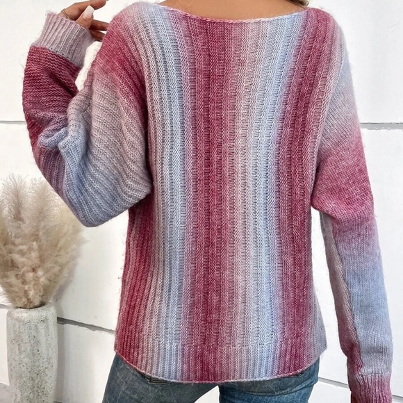 062 Cozy Color block oversized Sweater Top - Picture 4 of 5
